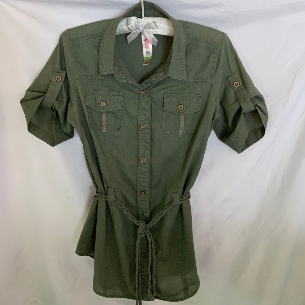 Fresh Brewed Button Down Wrap Tie Top